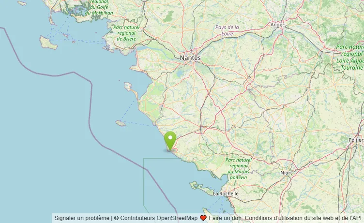 Carte OpenStreetMap situant Les Sables-d’Olonne entre Nantes et La Rochelle